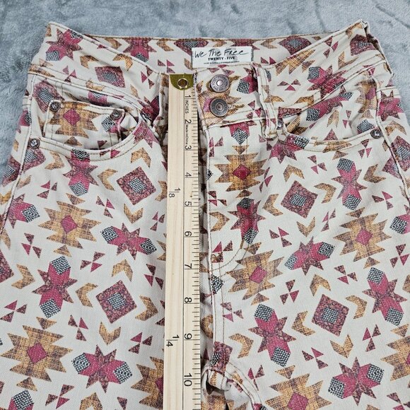 We the Free People Jeans Womens 25 Wild Child Aztec Print Skinny Boho Raw Hems - Picture 13 of 14